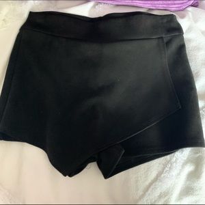 Black suede wrap skort
